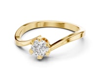 Round Solitaire Crown Bypass Ring - Gold
