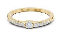 Round Solitaire Diamond Accent Band Ring - Gold