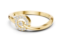 Round Diamond Open Circle Swirl Ring - Gold