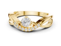 Round Diamond Pave Sash Crossover Ring - Gold