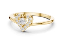 Round Diamond Heart Halo Ring - Gold