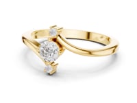 Round Diamond Three-Stone Bypass Ring - Gold