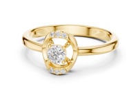 Round Diamond Open Halo Petite Ring - Gold