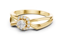 Petite Round Halo Split Shank Ring - Gold
