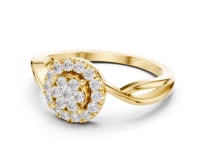 Round Cluster Halo Twist Ring - Gold