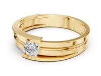 Round Channel Bypass Band Ring - Gold