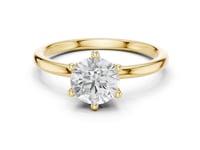 Round Classic Six Prong Solitaire Ring - Gold
