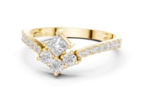 Princess Cluster Tilt Pave Ring - Gold