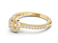 Petite Round Halo Pave Ring - Gold