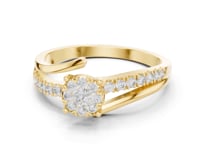 Petite Diamond Cluster Twist-Shank Ring - Gold