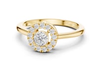 Petite Round Scalloped Halo Ring - Gold
