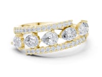 Pear and Pave Open Band Ring - Gold