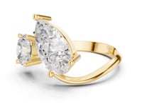 Pear and Round Twist Toi et Moi Ring - Gold