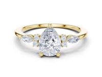Pear Side Cluster Trellis Ring - Gold