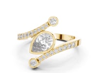 Pear Bezel Duo Open Ring - Gold