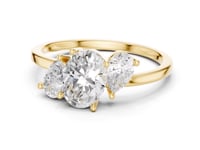Oval and Pear Three Stone Ring - Gold