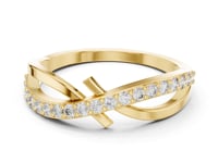 Pave Crossover X Ring - Gold