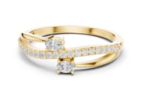Oval Duo Twist Pave Ring - Gold