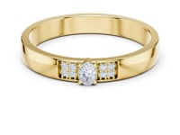 Oval Diamond Pave Accent Band Ring - Gold