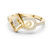 Kite Scroll Pave Ring - Gold