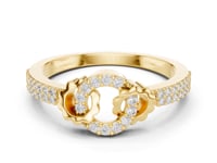 Interlocking Circle Twist Band Ring - Gold
