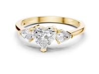 Heart and Pear Three-Stone Ring - Gold