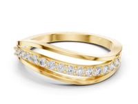 Half Pave Overlap Wave Ring - Gold