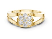 Hexagon Cluster Split Shank Ring - Gold