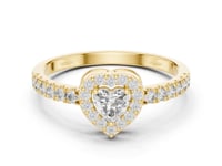 Heart Diamond Halo Pave Ring - Gold