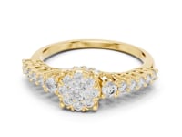 Graduated Diamond Cluster Crown Ring - Gold