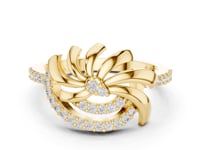 Floral Pinwheel Pave Ring - Gold