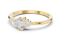 Emerald Side Cluster Solo Ring - Gold