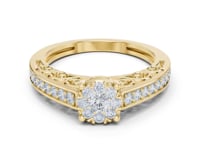 Filigree Scroll Diamond Cluster Ring - Gold