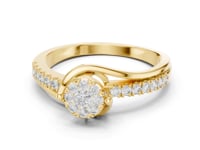 Diamond Cluster Swirl Bypass Ring - Gold