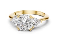 Cushion and Trillion Three-Stone Ring - Gold
