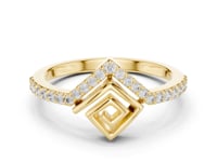 Art Deco Chevron Pave Ring - Gold