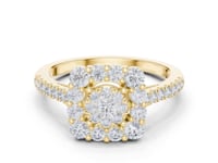 Blossom Halo Diamond Cluster Ring - Gold