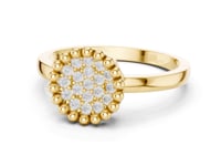Beaded Frame Cluster Button Ring - Gold