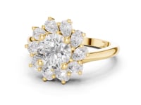 Round Starburst Halo Ring - Gold