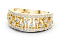 Round Zigzag Double Band Ring - Gold