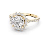 Round Scalloped Halo Ring - Gold