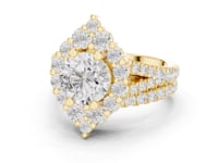 Round Diamond Cluster Halo Ring - Gold