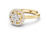Round Cluster Halo Ring - Gold