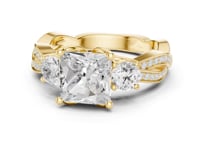 Princess Three Stone Braided Ring - Gold