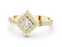 Princess Kite Halo Ring - Gold