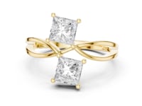 Princess Duo Split-Shank Ring - Gold