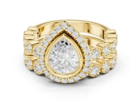 Pear Halo Floret Band Ring - Gold