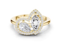 Pear And Marquise Halo Bypass Ring - Gold