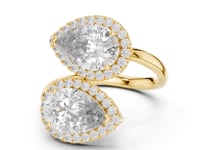 Pear Halo Duo Bypass Ring - Gold
