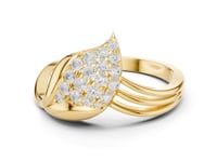 Pave Leaf Cluster Twist Ring - Gold